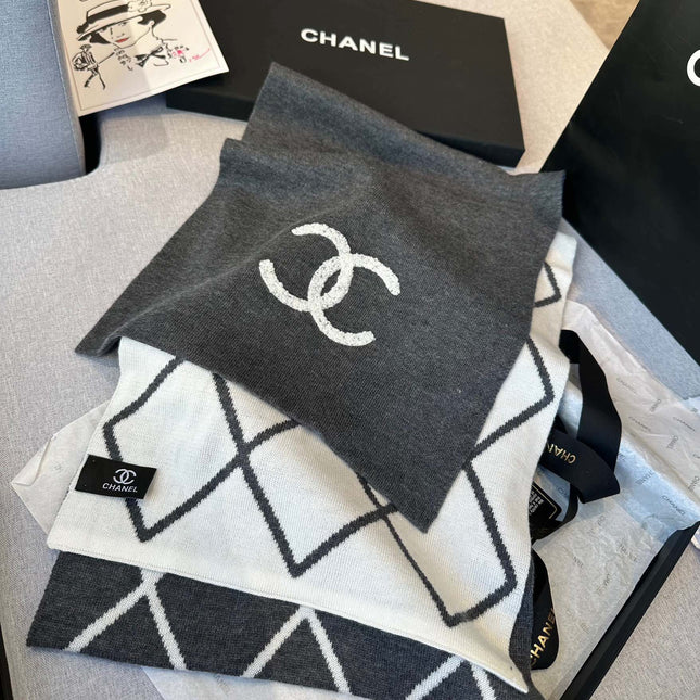 SCARF 180 CM IN MOUSE GRAY MIX WHITE CASHMERE 401970