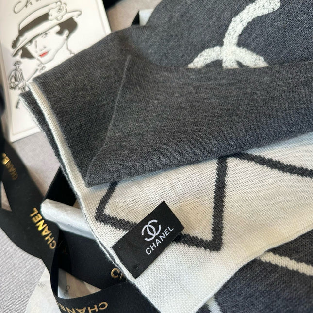 SCARF 180 CM IN MOUSE GRAY MIX WHITE CASHMERE 401970