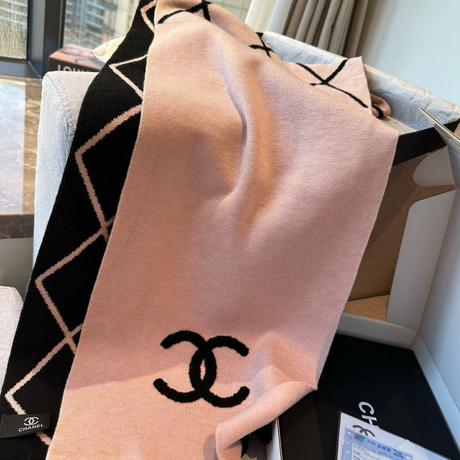 SCARF 180 CM IN PASTEL PINK MIX BLACK CASHMERE 401972