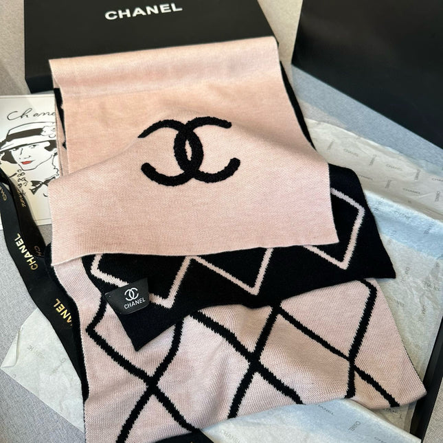 SCARF 180 CM IN PASTEL PINK MIX BLACK CASHMERE 401972