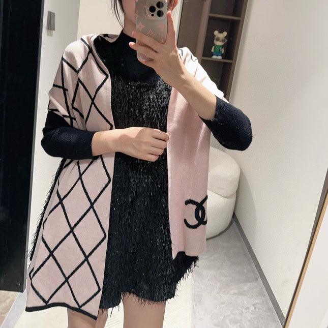 SCARF 180 CM IN PASTEL PINK MIX BLACK CASHMERE 401972