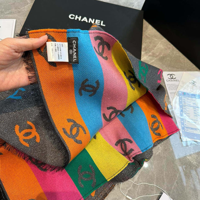 RAINBOW SCARF 180 CM IN COLORFUL CASHMERE AND WOOL 401988