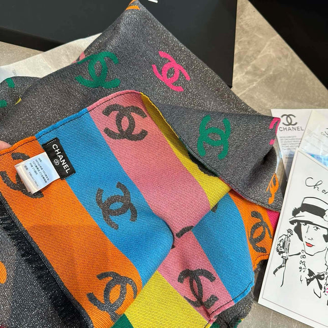 RAINBOW SCARF 180 CM IN COLORFUL CASHMERE AND WOOL 401988