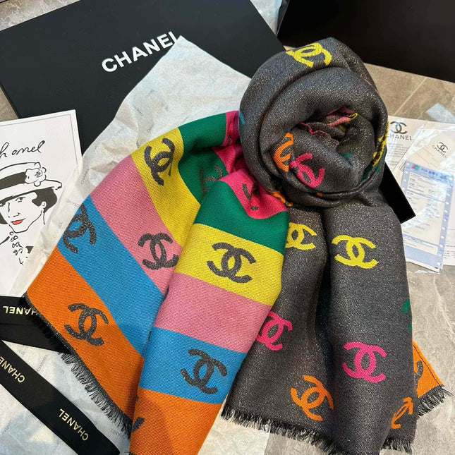 RAINBOW SCARF 180 CM IN COLORFUL CASHMERE AND WOOL 401988