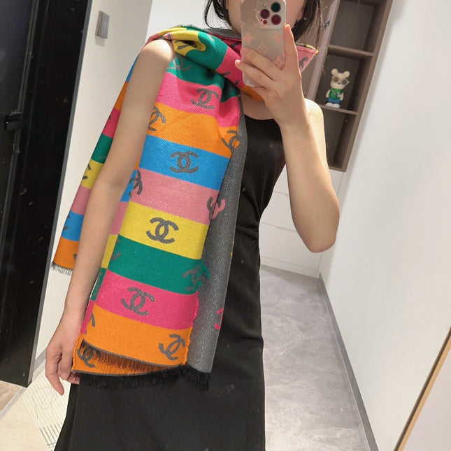 RAINBOW SCARF 180 CM IN COLORFUL CASHMERE AND WOOL 401988