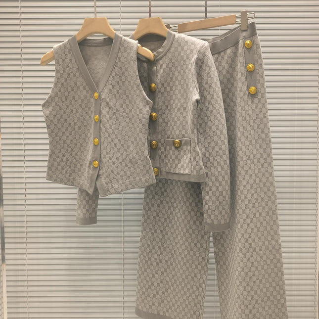 BALMAIN TOP AND STRAIGHT-LEG PANTS SET 24233 STYLE 1