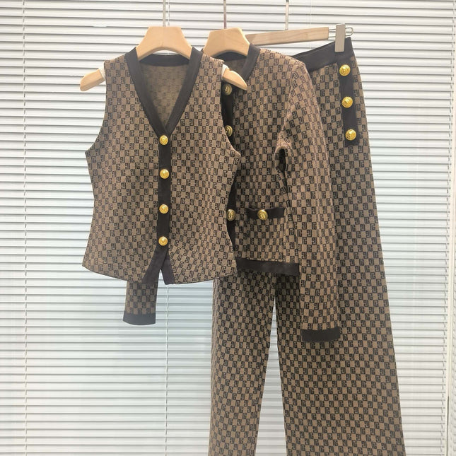 BALMAIN TOP AND STRAIGHT-LEG PANTS SET 24233 STYLE 2