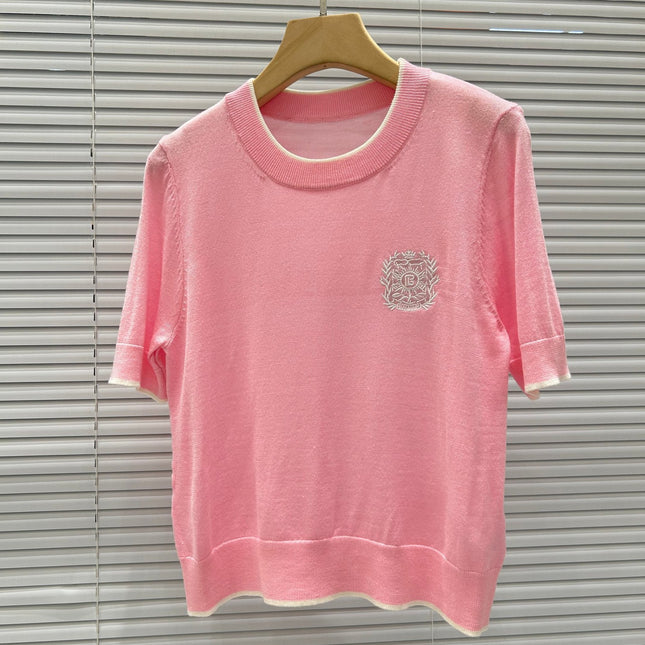 BALMAIN SHORT-SLEEVE KNIT TOP 25203