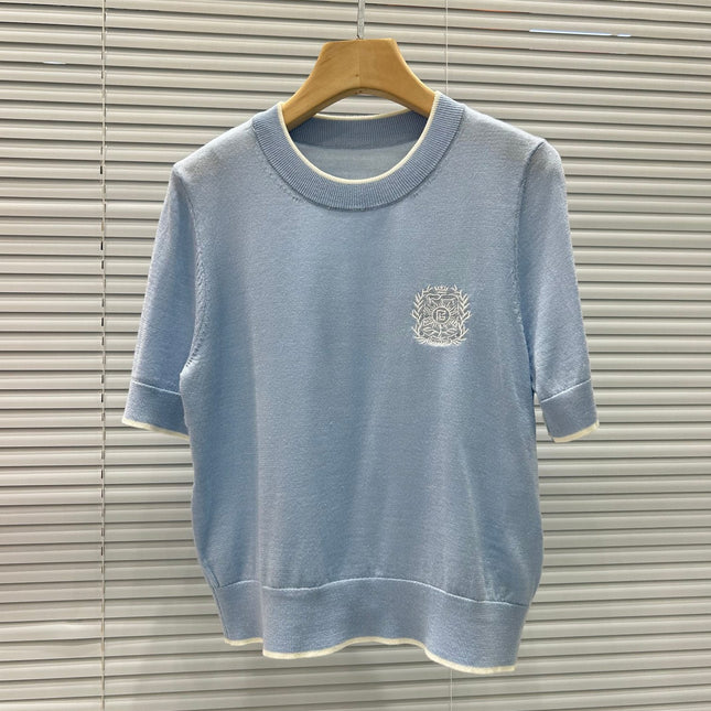 BALMAIN SHORT-SLEEVE KNIT TOP 25203