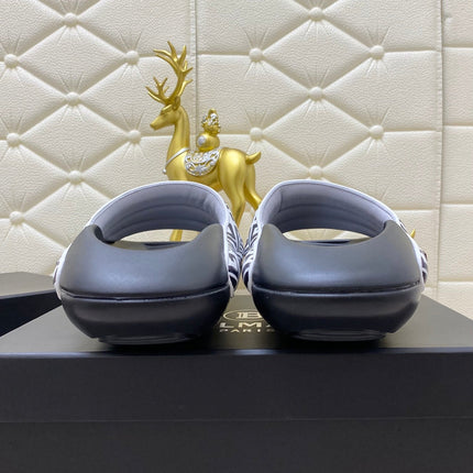 BALMAIN 25S BALMAIN MULES IN BLACK AND WHITE CALFSKIN