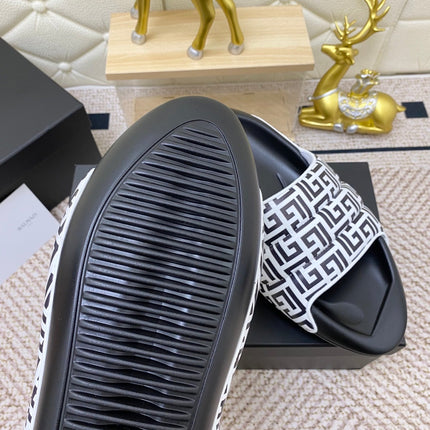 BALMAIN 25S BALMAIN MULES IN BLACK AND WHITE CALFSKIN