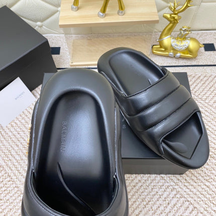 BALMAIN 25S BALMAIN MULES IN BLACK FULL CALFSKIN