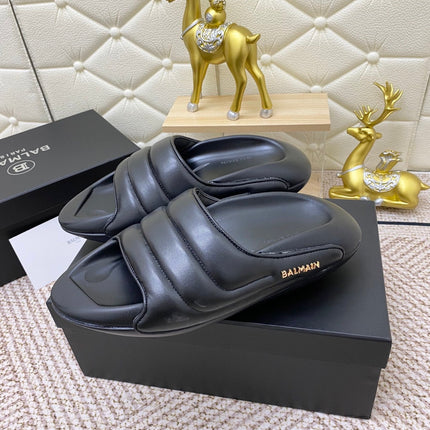 BALMAIN 25S BALMAIN MULES IN BLACK FULL CALFSKIN
