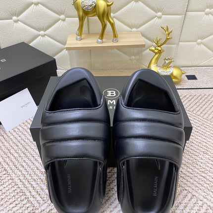 BALMAIN 25S BALMAIN MULES IN BLACK FULL CALFSKIN