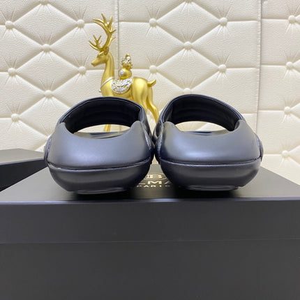 BALMAIN 25S BALMAIN MULES IN BLACK FULL CALFSKIN