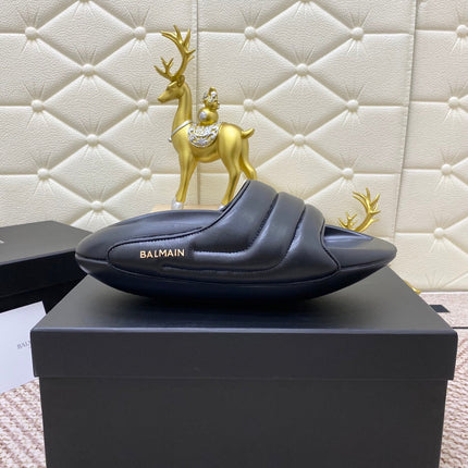 BALMAIN 25S BALMAIN MULES IN BLACK FULL CALFSKIN