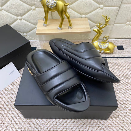 BALMAIN 25S BALMAIN MULES IN BLACK FULL CALFSKIN