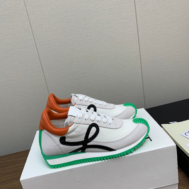 LW FLOW RUNNER SNEAKER WHITE-GREEN SUEDE