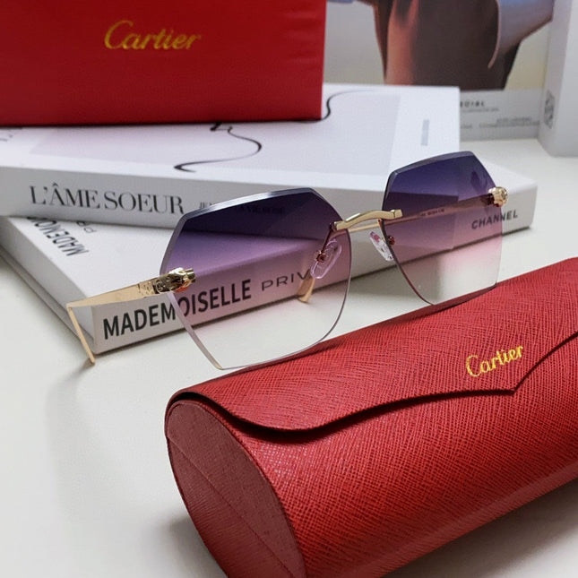 PANTHÈRE RIMLESS GEOMETRIC FRAME SUNGLASSES 562061 IN METAL