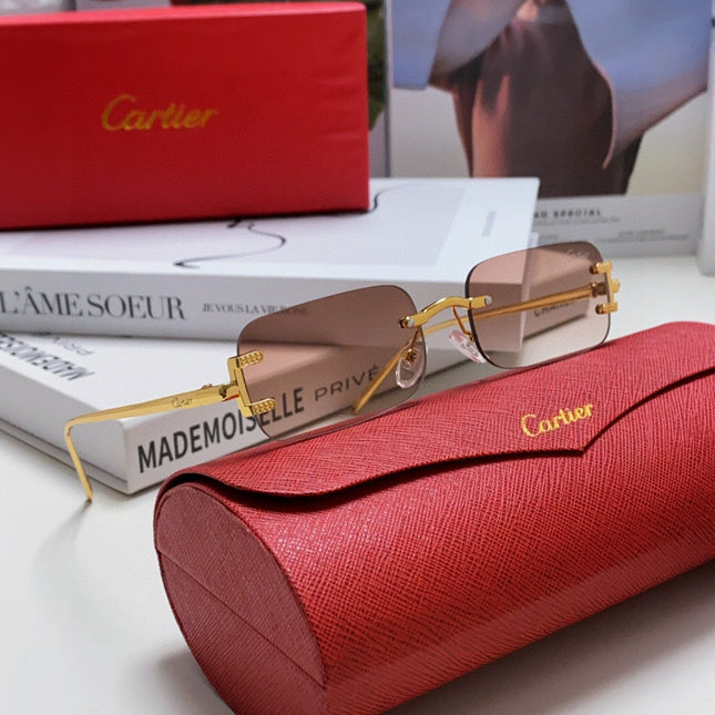 SANTOS RIMLESS RECTANGULAR FRAME SUNGLASSES 562068 IN METAL