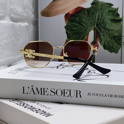 TRIOMPHE SUNGLASS 497822 IN GOLD METAL BROWN SMOKE LENSES