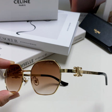 TRIOMPHE SUNGLASS 497822 IN GOLD METAL BROWN SMOKE LENSES