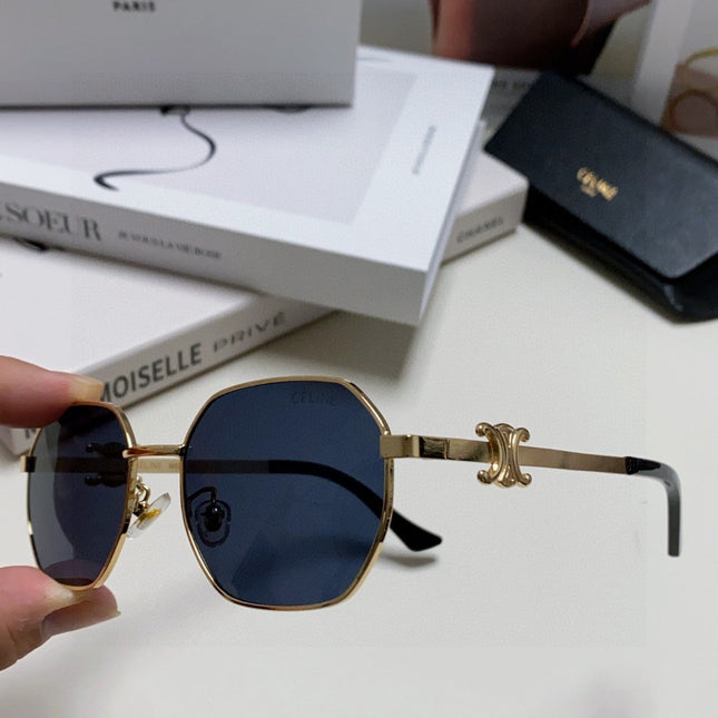 TRIOMPHE SUNGLASS 497823 IN GOLD METAL BLACK LENSES