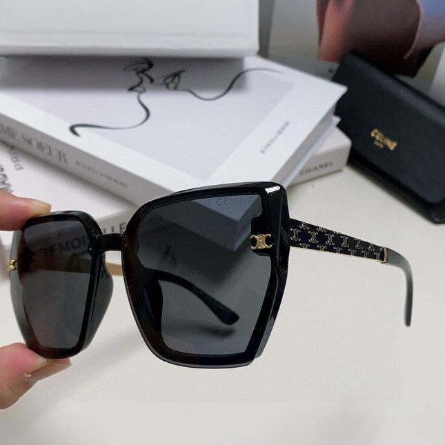 TRIOMPHE SUNGLASS 497831 IN BLACK ACETATE EMBOSSED LOGO