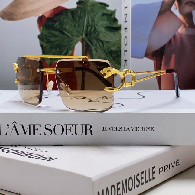 PANTHÈRE RIMLESS RECTANGULAR FRAME SUNGLASSES 543542 IN METAL