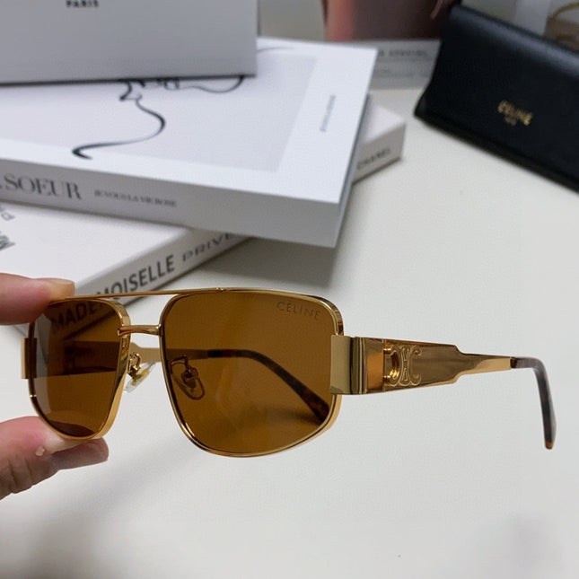 TRIOMPHE SUNGLASS 512998 IN GOLD METAL BROWN LENSES