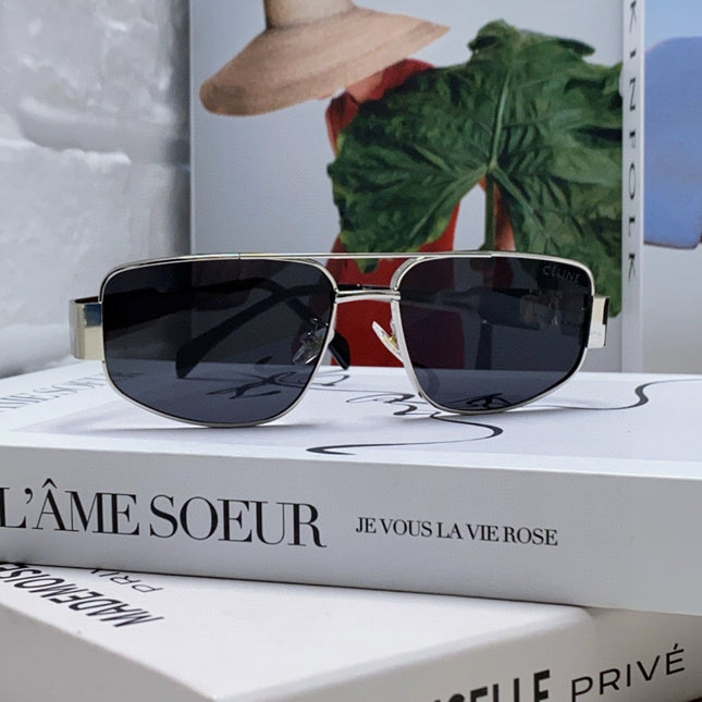 TRIOMPHE SUNGLASS 512999 IN SILVER METAL BLACK LENSES