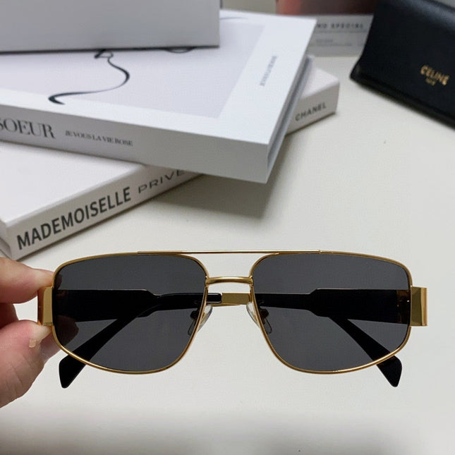 TRIOMPHE SUNGLASS 513000 IN GOLD METAL BLACK LENSES