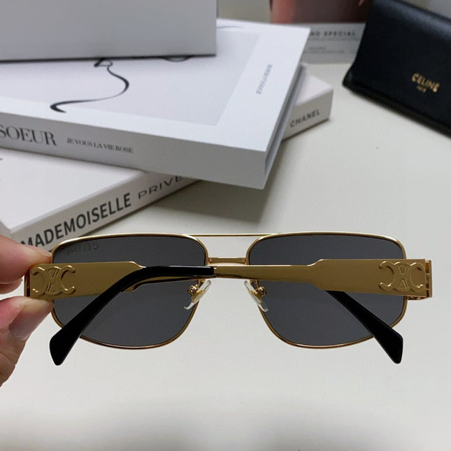 TRIOMPHE SUNGLASS 513000 IN GOLD METAL BLACK LENSES