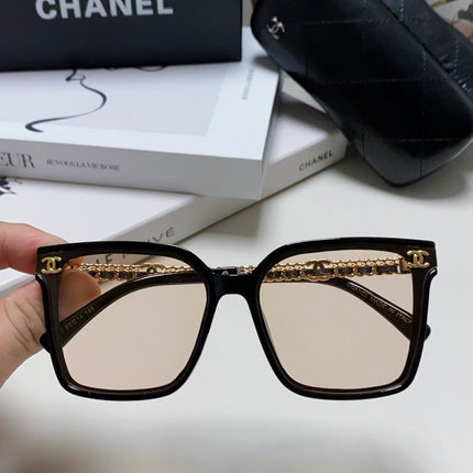 SQUARE SUNGLASSES 632883 IN BLACK ACETATE LIGHT BROWN LENSES