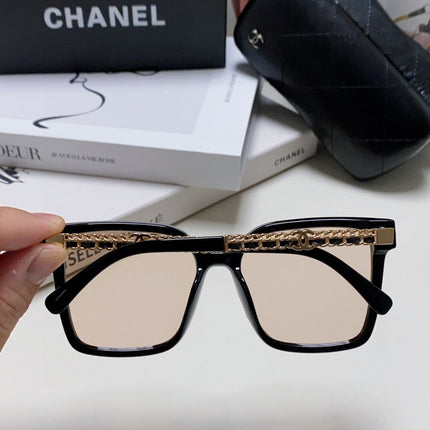 SQUARE SUNGLASSES 632883 IN BLACK ACETATE LIGHT BROWN LENSES