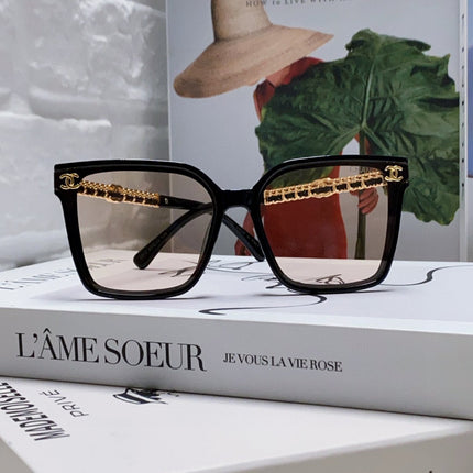 SQUARE SUNGLASSES 632883 IN BLACK ACETATE LIGHT BROWN LENSES