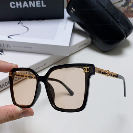 SQUARE SUNGLASSES 632883 IN BLACK ACETATE LIGHT BROWN LENSES