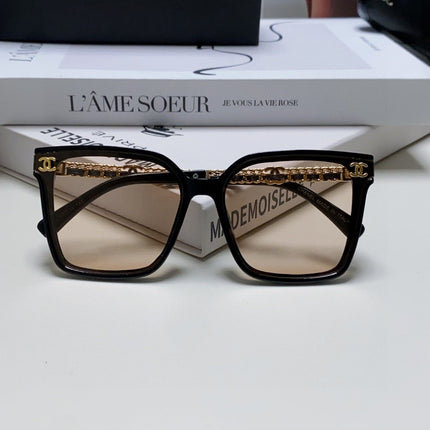 SQUARE SUNGLASSES 632883 IN BLACK ACETATE LIGHT BROWN LENSES