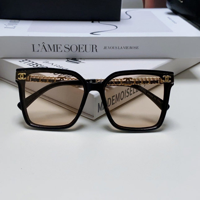 SQUARE SUNGLASSES 632883 IN BLACK ACETATE LIGHT BROWN LENSES