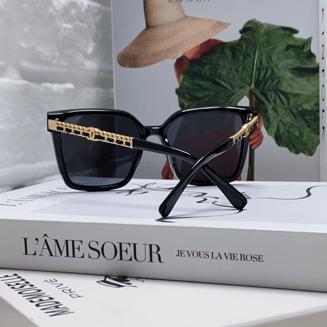 SQUARE SUNGLASSES 632886 IN BLACK ACETATE METAL FRAME EMBOSSED LOGO