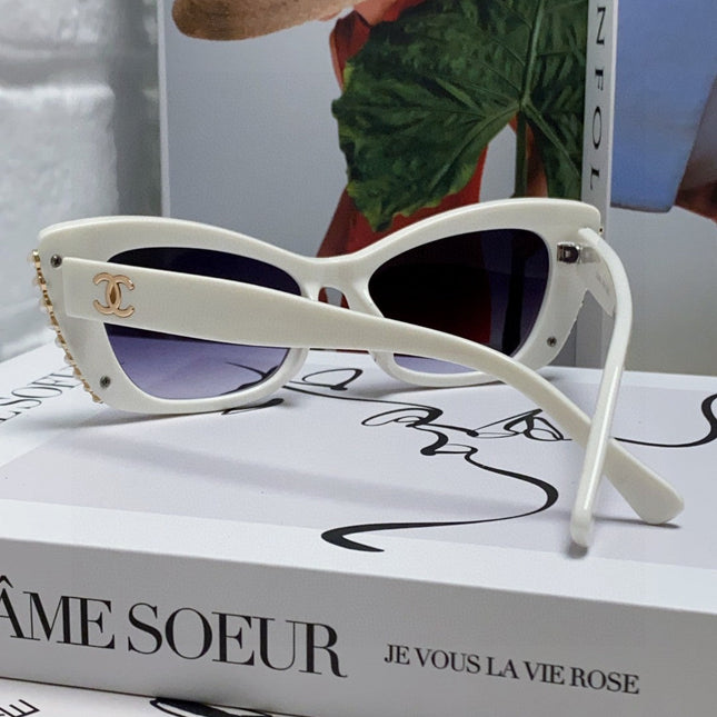 CAT EYE SUNGLASSES 632700 IN WHITE ACETATE EMBOSSED PEARL