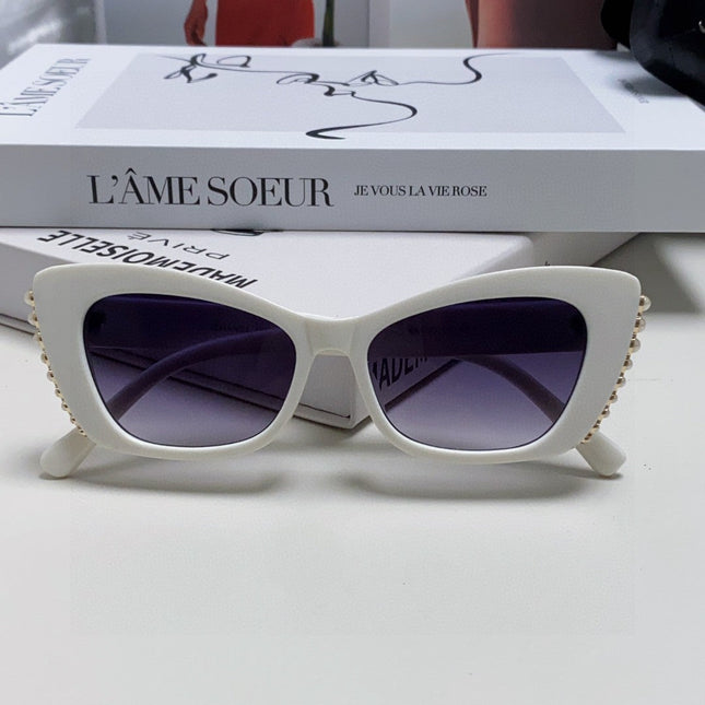 CAT EYE SUNGLASSES 632700 IN WHITE ACETATE EMBOSSED PEARL