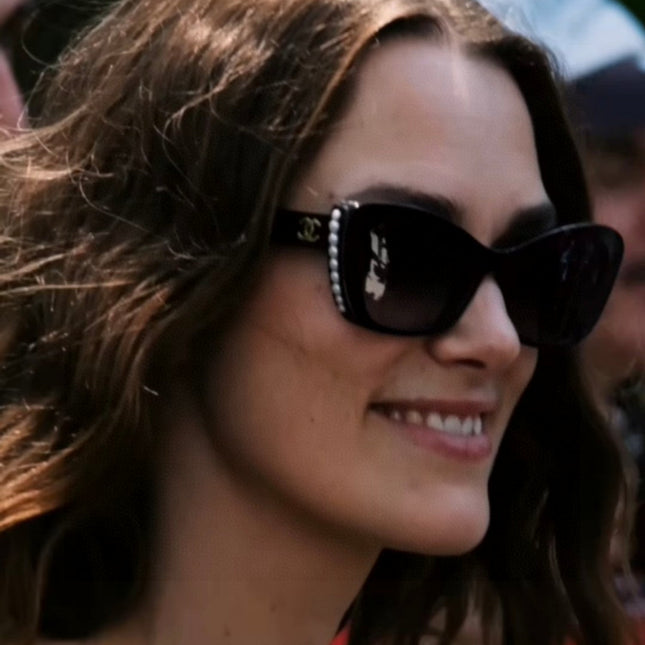 CAT EYE SUNGLASSES 632701 IN BLACK ACETATE EMBOSSED PEARL