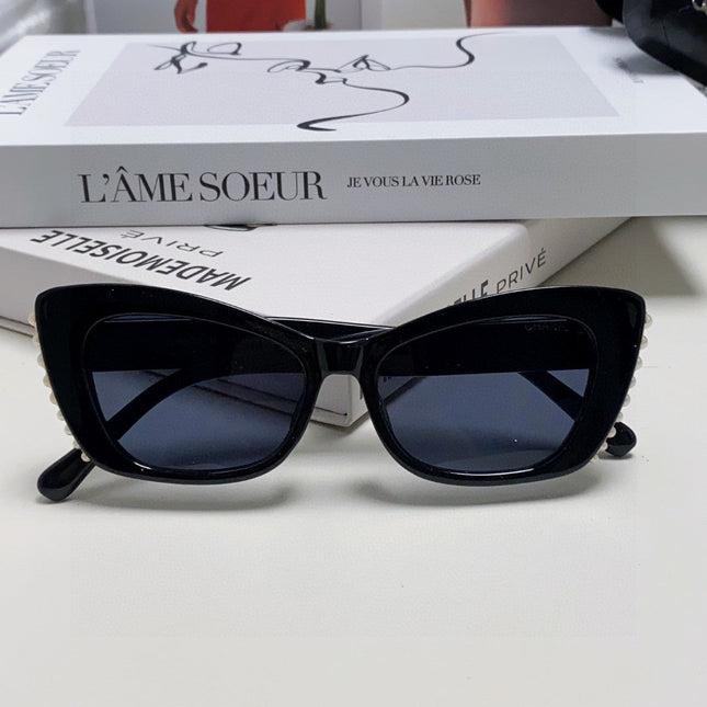 CAT EYE SUNGLASSES 632701 IN BLACK ACETATE EMBOSSED PEARL