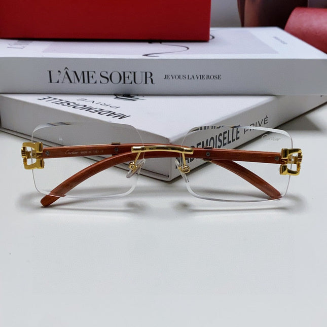 PANTHÈRE RECTANGULAR FRAME SUNGLASSES 555891 IN METAL AND WOODEN