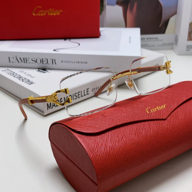 PANTHÈRE RECTANGULAR FRAME SUNGLASSES 555891 IN METAL AND WOODEN