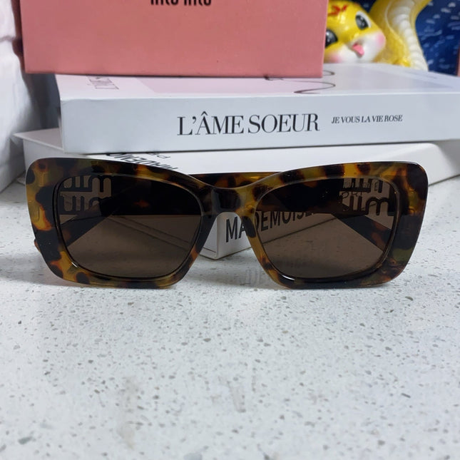 GLIMPSE SUNGLASSES 558347 IN HAVANA ACETATE GOLD EMBOSSED LOGO