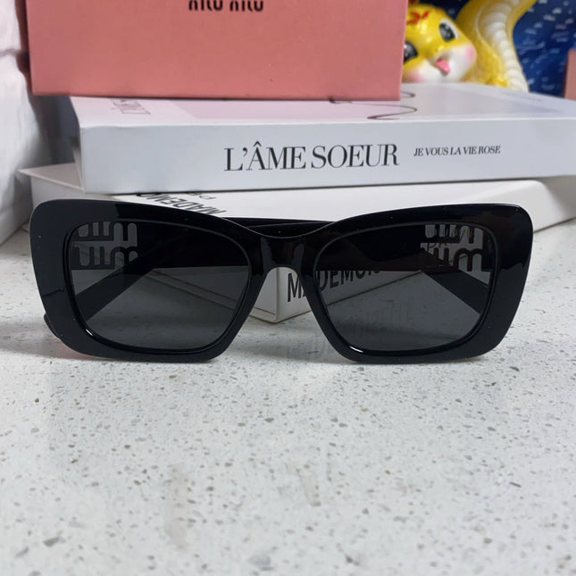 GLIMPSE SUNGLASSES 558348 IN BLACK ACETATE GOLD EMBOSSED LOGO