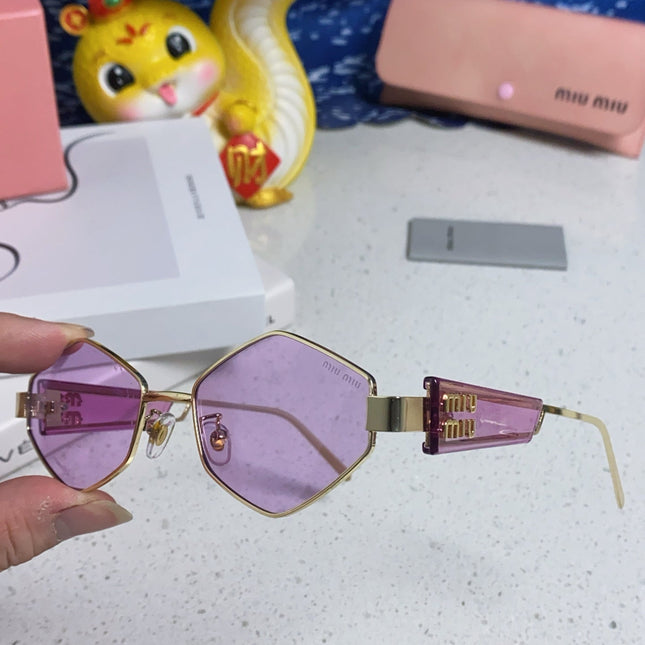 LOGO SUNGLASSES 560863 IN PURPLE CLEAR ACETATE GOLD METAL