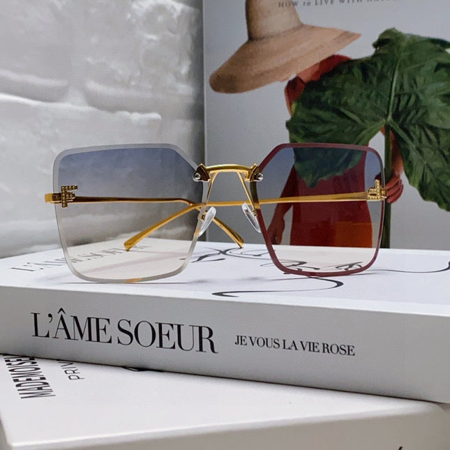 FIRST CRYSTAL SQUARE FRAME SUNGLASSES FE4082US IN METAL